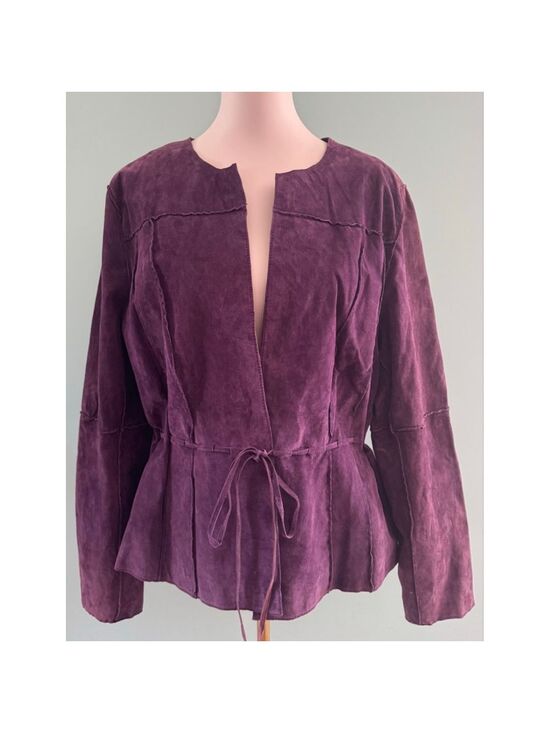 PAMELA DENNIS PRIVATE CLIENT GROUP Jackets & Blazers - Women's Pamela Dennis Purple Suede Leather Wrap Jacket XL